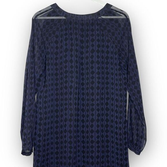 CAbi Style 3102 Harlequin Blue Black Diamond Shift Tunic Shirt Dress Size Small - Picture 6 of 10